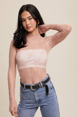 Sheer Lace Long-Sleeve Top-Long Sleeves-Listicle-Summit Lane Boutique, Women's Apparel and Gifts located in Grand Rapids, MI