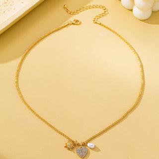 Celestial Heart & Pearl Charm Necklace | 80N93235-JOSSLYN by wall to wall-Summit Lane Boutique, Women's Apparel and Gifts located in Grand Rapids, MI