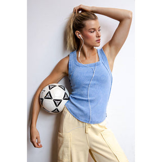 MINERAL WASHED COTTON RIB SLEEVELESS TANK-Rae Mode-Summit Lane Boutique, Women's Apparel and Gifts located in Grand Rapids, MI