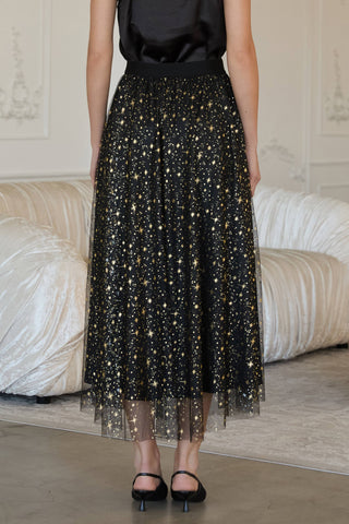 Lillian Gold Star Mesh Skirt-Skirts-SKIES ARE BLUE-Summit Lane Boutique, Women's Apparel and Gifts located in Grand Rapids, MI