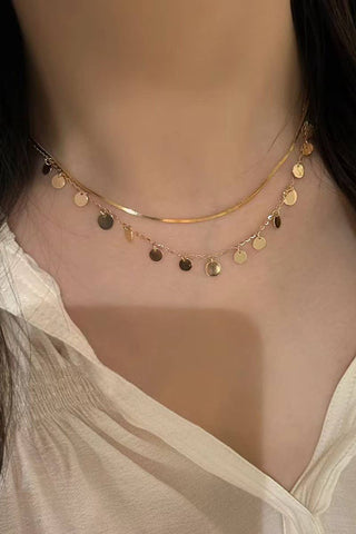 DISC LAYER NECKLACE (STAINLESS STEEL TARNISH FREE )-Necklaces-JOSSLYN by Wall to Wall-Summit Lane Boutique, Women's Apparel and Gifts located in Grand Rapids, MI