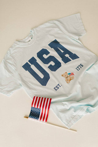 USA Teddy Bear Graphic Tee-Graphic Tees-Whitney | Chaudoin Creations-Summit Lane Boutique, Women's Apparel and Gifts located in Grand Rapids, MI