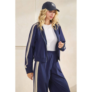 Paisley Track Jacket-Jackets-Veveret-Summit Lane Boutique, Women's Apparel and Gifts located in Grand Rapids, MI