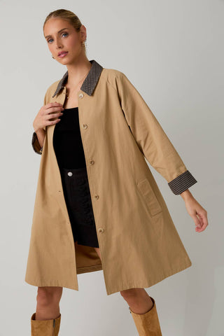 Carrie Contrast Collar Trench Coat-Jacket-Sunday Edition by LE LIS-Summit Lane Boutique, Women's Apparel and Gifts located in Grand Rapids, MI