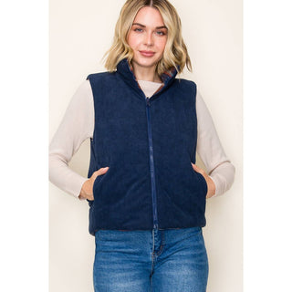 Reversible Plaid/Corduroy vest-Vest-STACCATO-Summit Lane Boutique, Women's Apparel and Gifts located in Grand Rapids, MI