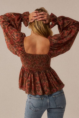 Autumn Romance Smocked Top-Blouse-Promesa USA-Summit Lane Boutique, Women's Apparel and Gifts located in Grand Rapids, MI