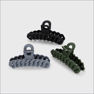 Eco-friendly Chain Claw Clip 3pc Set - Black/Moss-Hair Accessories-KITSCH-Summit Lane Boutique, Women's Apparel and Gifts located in Grand Rapids, MI