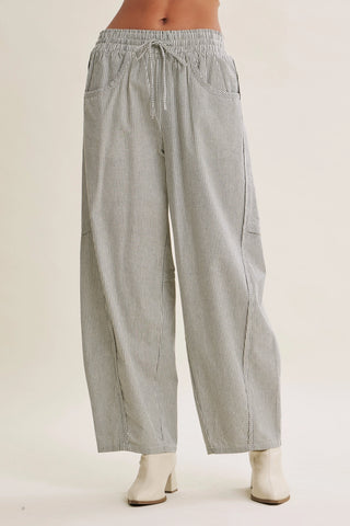 Maddox Striped Barrel Pants-Pants-in february-Summit Lane Boutique, Women's Apparel and Gifts located in Grand Rapids, MI