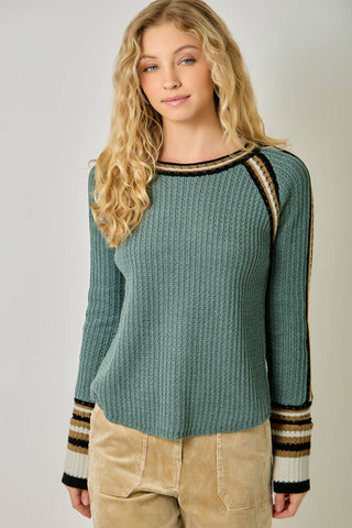 The Sloane Contrast Trim Sweater-Sweater-Mystree-Summit Lane Boutique, Women's Apparel and Gifts located in Grand Rapids, MI