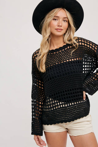 Ariel Open Knit Pullover-Sweaters-Bluivy-Summit Lane Boutique, Women's Apparel and Gifts located in Grand Rapids, MI