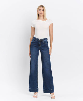 HIGH RISE TROUSER WIDE JEANS LV1535-Jeans-Lovervet by VERVET-Summit Lane Boutique, Women's Apparel and Gifts located in Grand Rapids, MI