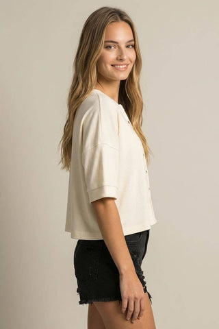 The Everyday Edit Button Down Knit Top-Cardigans-Doe and Rae-Summit Lane Boutique, Women's Apparel and Gifts located in Grand Rapids, MI
