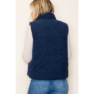 Reversible Plaid/Corduroy vest-Vest-STACCATO-Summit Lane Boutique, Women's Apparel and Gifts located in Grand Rapids, MI
