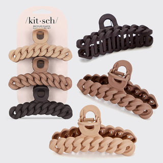 Eco-friendly Chain Claw Clip 3pc Set - Neutral-Hair Accessories-KITSCH-Summit Lane Boutique, Women's Apparel and Gifts located in Grand Rapids, MI