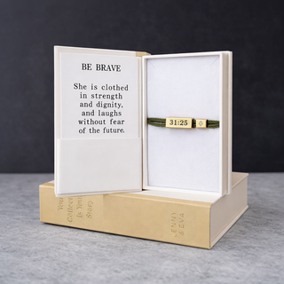 Sentiment Cord Bracelet-Proverbs 31:25, Be Brave-Bracelets-Lenny & Eva-Summit Lane Boutique, Women's Apparel and Gifts located in Grand Rapids, MI