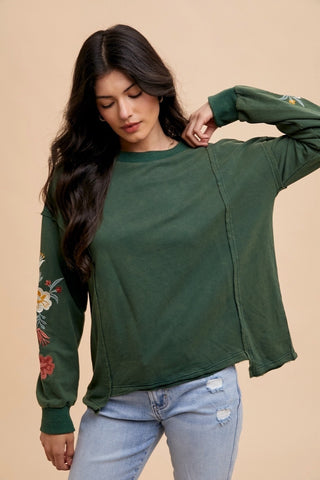Everly Embroidered Pullover-Long Sleeves-Anniewear-Summit Lane Boutique, Women's Apparel and Gifts located in Grand Rapids, MI