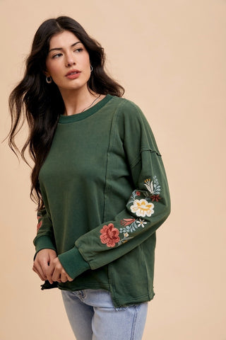 Everly Embroidered Pullover-Long Sleeves-Anniewear-Summit Lane Boutique, Women's Apparel and Gifts located in Grand Rapids, MI