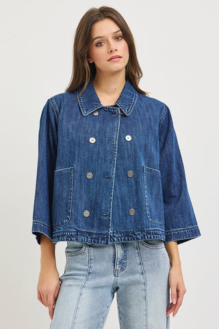 Camden Cropped Denim Jacket-Jackets-Risen-Summit Lane Boutique, Women's Apparel and Gifts located in Grand Rapids, MI