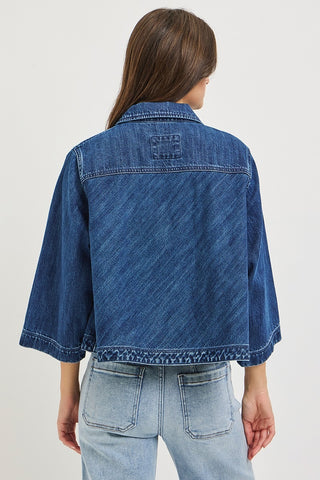 Camden Cropped Denim Jacket-Jackets-Risen-Summit Lane Boutique, Women's Apparel and Gifts located in Grand Rapids, MI