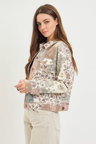 Paisley Patchwork Denim Jacket-Jackets-Risen-Summit Lane Boutique, Women's Apparel and Gifts located in Grand Rapids, MI