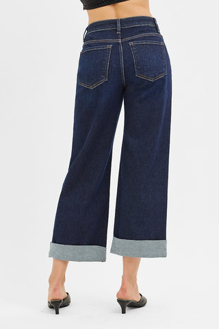 Slouchy Ankle Wide Roll Up Jeans