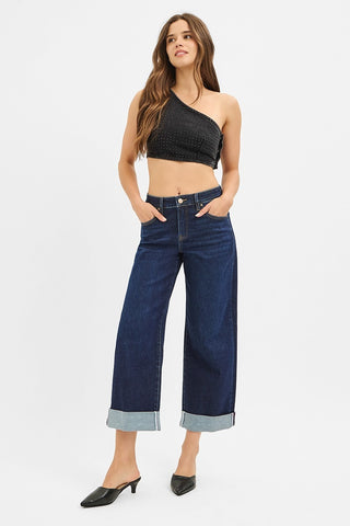 Slouchy Ankle Wide Roll Up Jeans