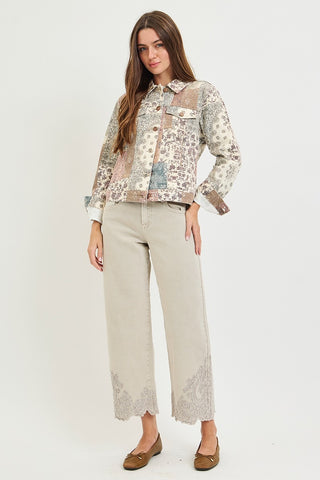 Paisley Patchwork Denim Jacket-Jackets-Risen-Summit Lane Boutique, Women's Apparel and Gifts located in Grand Rapids, MI