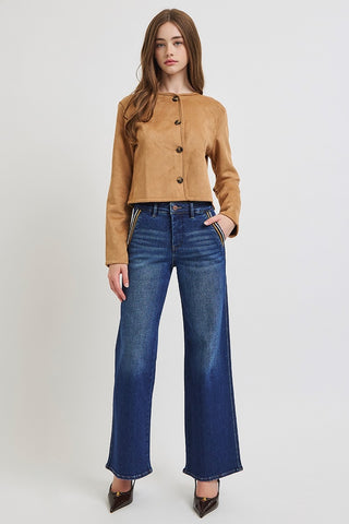 Shield Pocket High Rise Wide Leg Jeans-Jeans-Risen-Summit Lane Boutique, Women's Apparel and Gifts located in Grand Rapids, MI