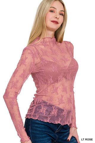 Mesh Lace Long Sleeve-Long Sleeves-Zenana-Summit Lane Boutique, Women's Apparel and Gifts located in Grand Rapids, MI