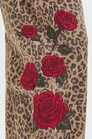Rose Rebel Leopard Barrel Jeans-Jeans-Risen-Summit Lane Boutique, Women's Apparel and Gifts located in Grand Rapids, MI