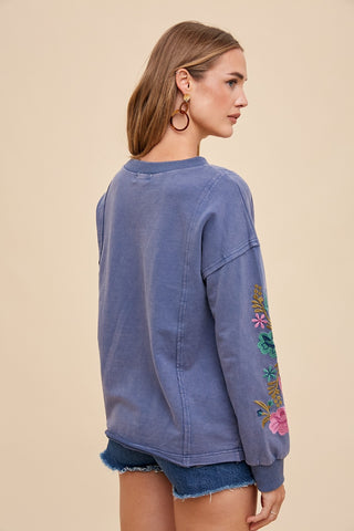Everly Embroidered Pullover-Long Sleeves-Anniewear-Summit Lane Boutique, Women's Apparel and Gifts located in Grand Rapids, MI