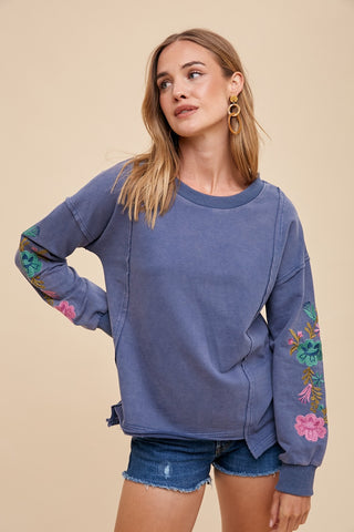 Everly Embroidered Pullover-Long Sleeves-Anniewear-Summit Lane Boutique, Women's Apparel and Gifts located in Grand Rapids, MI