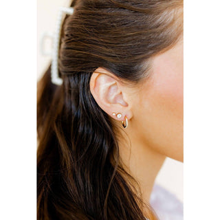 Screwback Stud Earrings - Micro Cooper Clear Gold-Earrings-LINNY CO-Summit Lane Boutique, Women's Apparel and Gifts located in Grand Rapids, MI