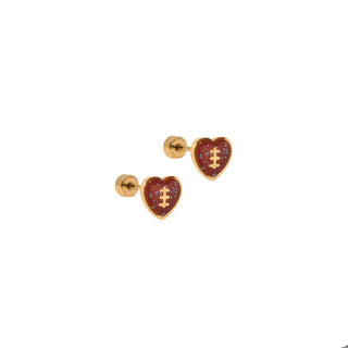Screwback Stud Earrings - Football Heart-Earrings-LINNY CO-Summit Lane Boutique, Women's Apparel and Gifts located in Grand Rapids, MI